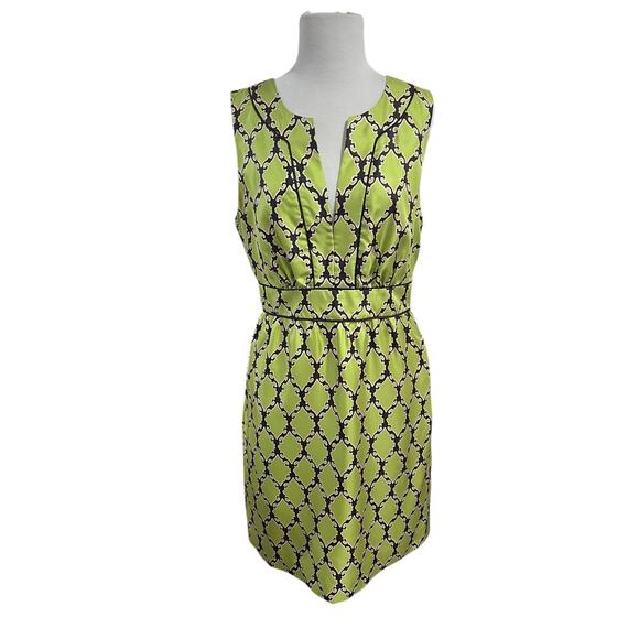 kate spade new york Dresses & Skirts - Kate Spade Green Silk Midi Lined Dress 8 Marie Sleeveless Tiles Damask Print